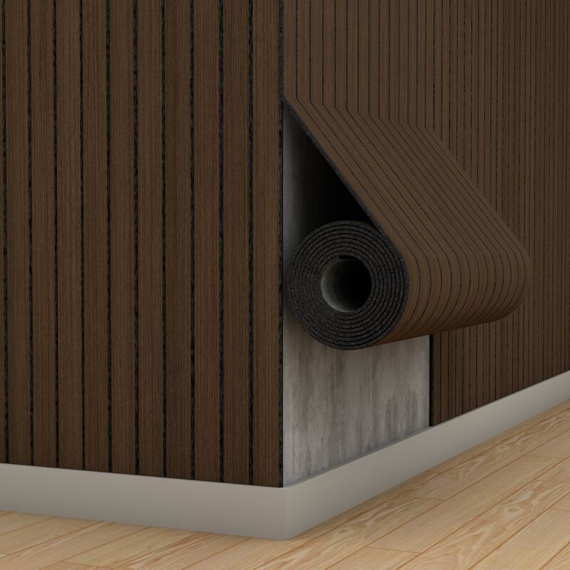 แผ่นผนังไม้ระแนงไม้เนื้ออ่อนพร้อมชั้นโฟม IXPE สำหรับการตกแต่งบ้านสวัสดิการ